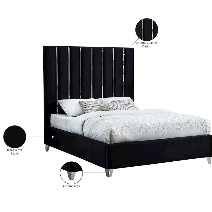 Meridian Furniture Enzo Black Velvet Full Bed