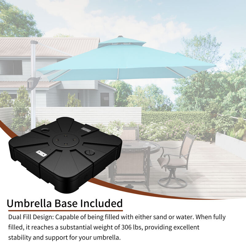 Mondawe 10ft Square Cantilever Patio Umbrella with Weighted Base Included