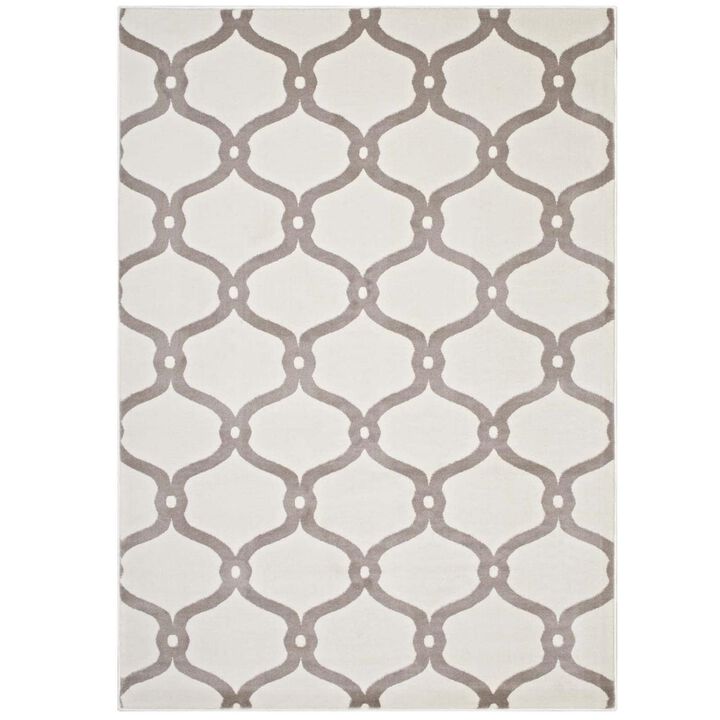 Beltara Chain Link Transitional Trellis 5x8 Area Rug - Beige and Ivory