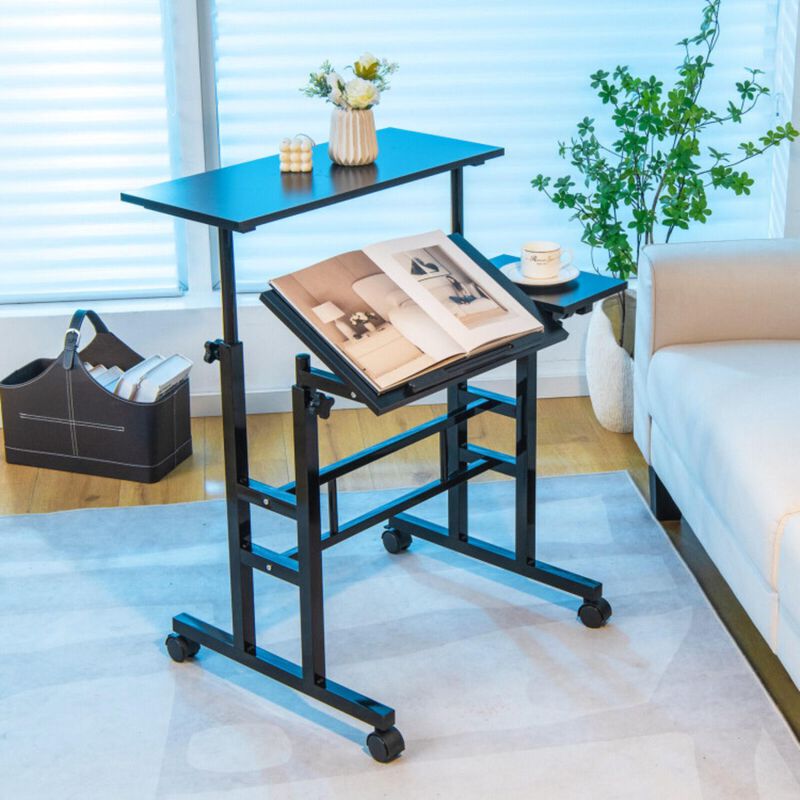 Mobile Standing up Desk Adjustable Computer Desk Tilting Workstation