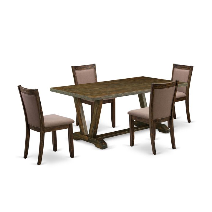 East West Furniture V777MZ748-5 5Pc Kitchen Set - Rectangular Table and 4 Parson Chairs - Multi-Color Color