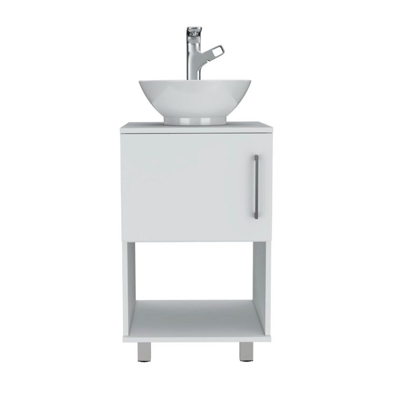 Gouda 18" Single Bathroom Vanity, One Open Shelf, Single Door Cabinet -White