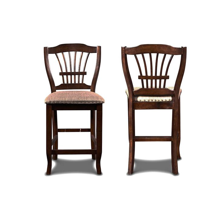 New Classic Furniture Bixby Wood Counter Chair with Fabric Seat in Espresso (Set of 2)