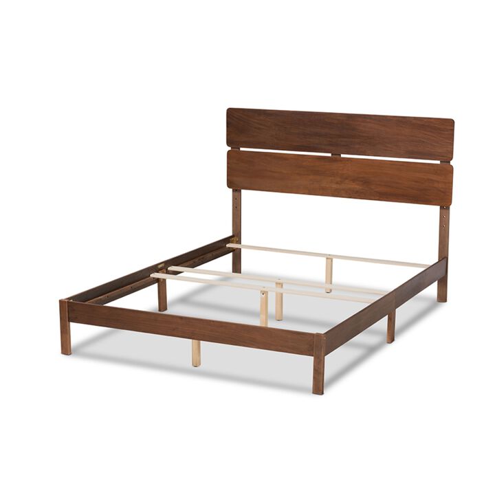 Baxton Studio Anthony Modern and Contemporary Walnut Brown Finished Wood Queen Size Panel Bed