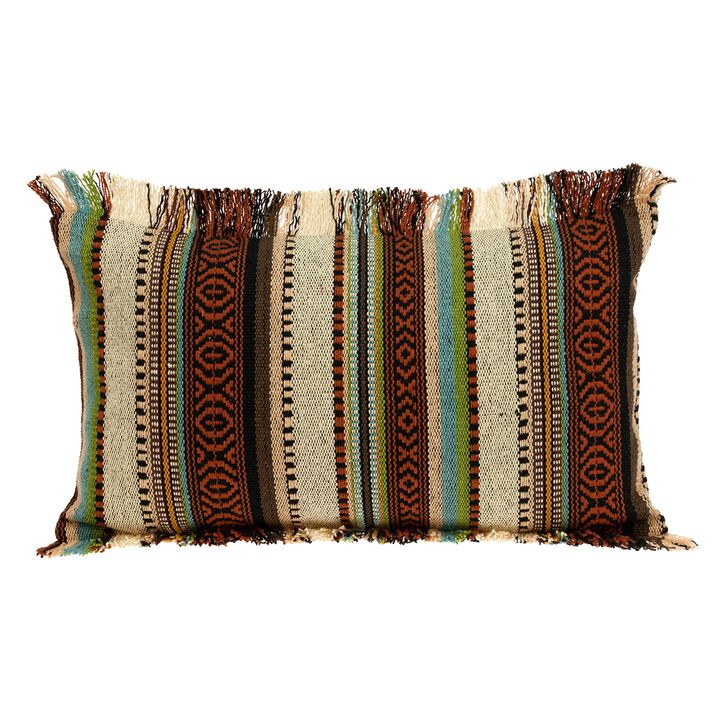24" Brown and Beige Boho Classic Design Transitional Throw Pillow