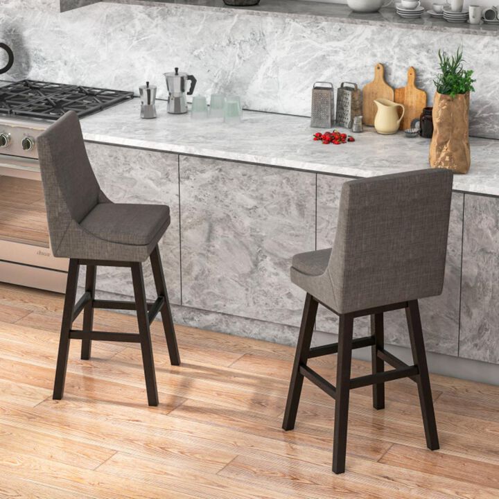 Hivvago Set of 2 360° Swivel Bar Stool with Rubber Wood Legs Footrest