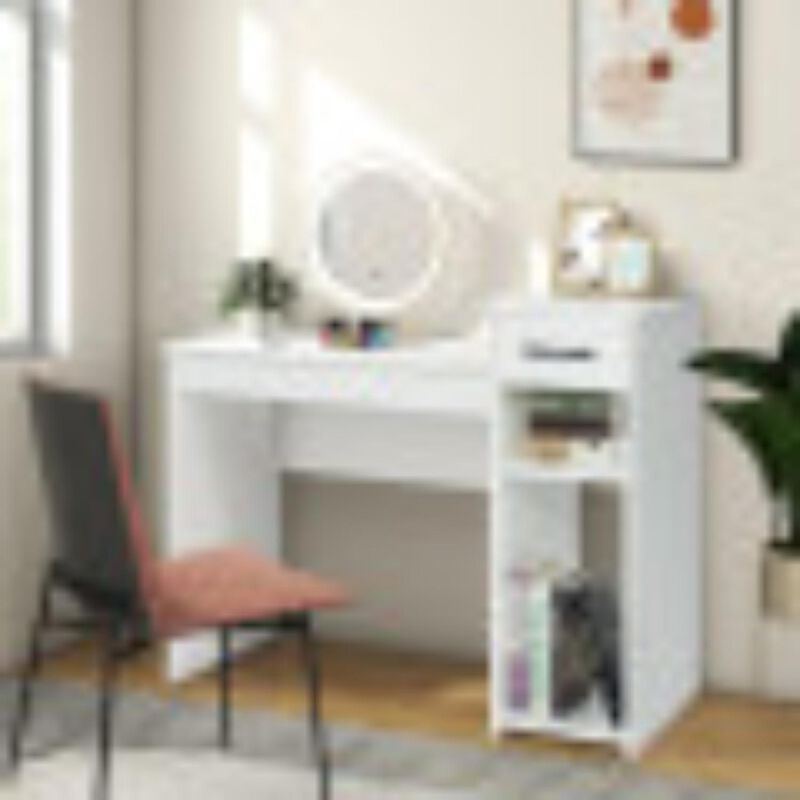 Computer Desk PC Laptop Table with Drawer and Shelf-White