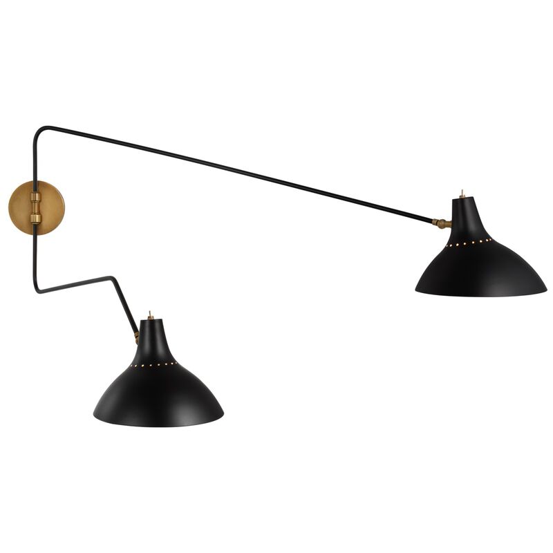 Charlton Large Double Wall Light in Black