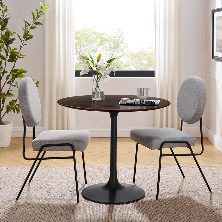 Modway - Lippa 36" Round Wood Grain Dining Table Black Natural