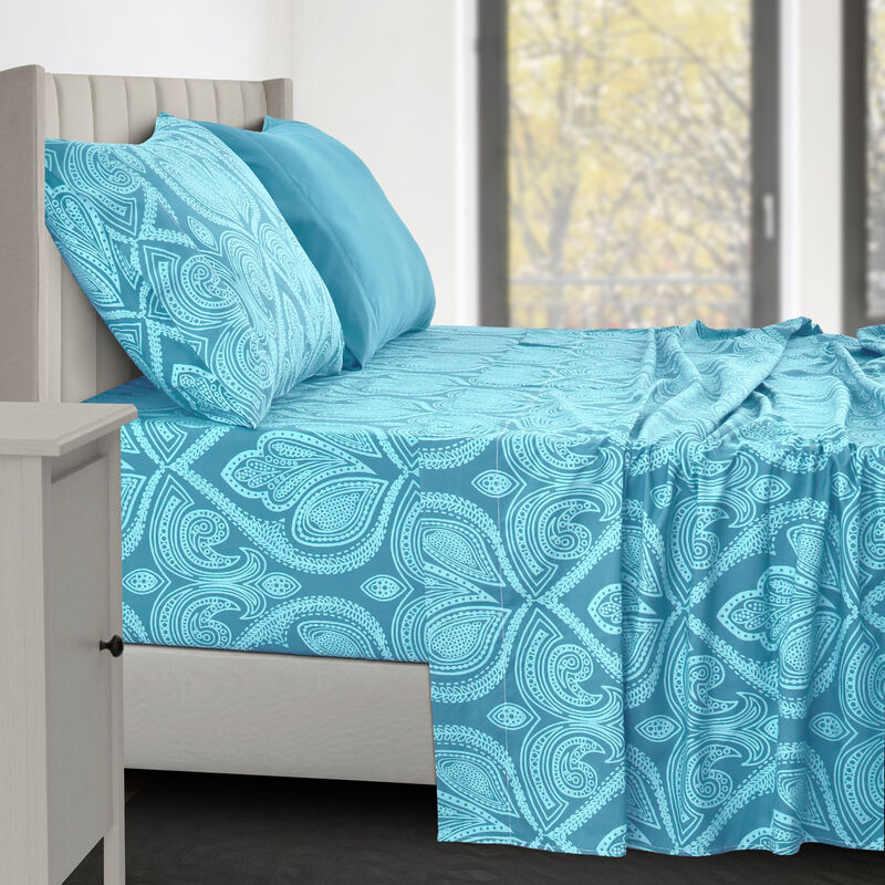 Lux Decor Collection Bed Sheets - Brushed Microfiber Paisley Sheet Set