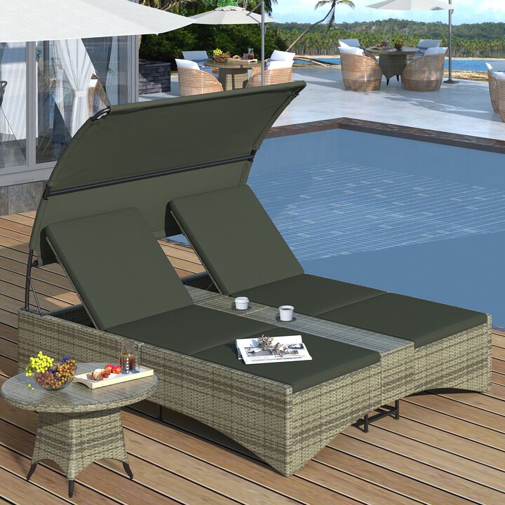 Merax Patio Outdoor Daybed Bed with Shelter Roof