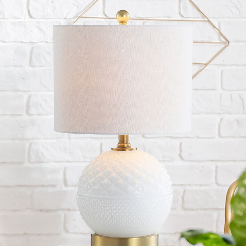 Julienne 20.5" Glass/Metal LED Table Lamp, White/Brass Gold