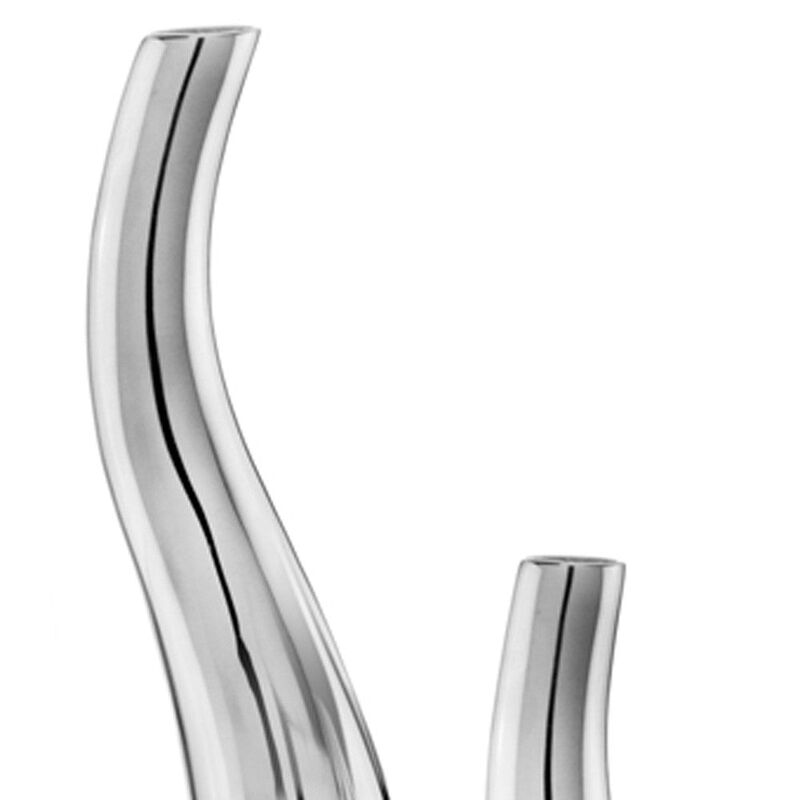 Homezia Set Of 2 Modern Tall Silver Squiggly Vases
