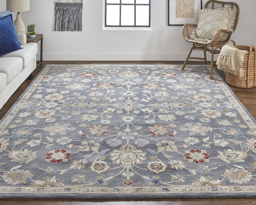 Rylan 8639F Gray/Ivory/Red 2' x 3' Rug