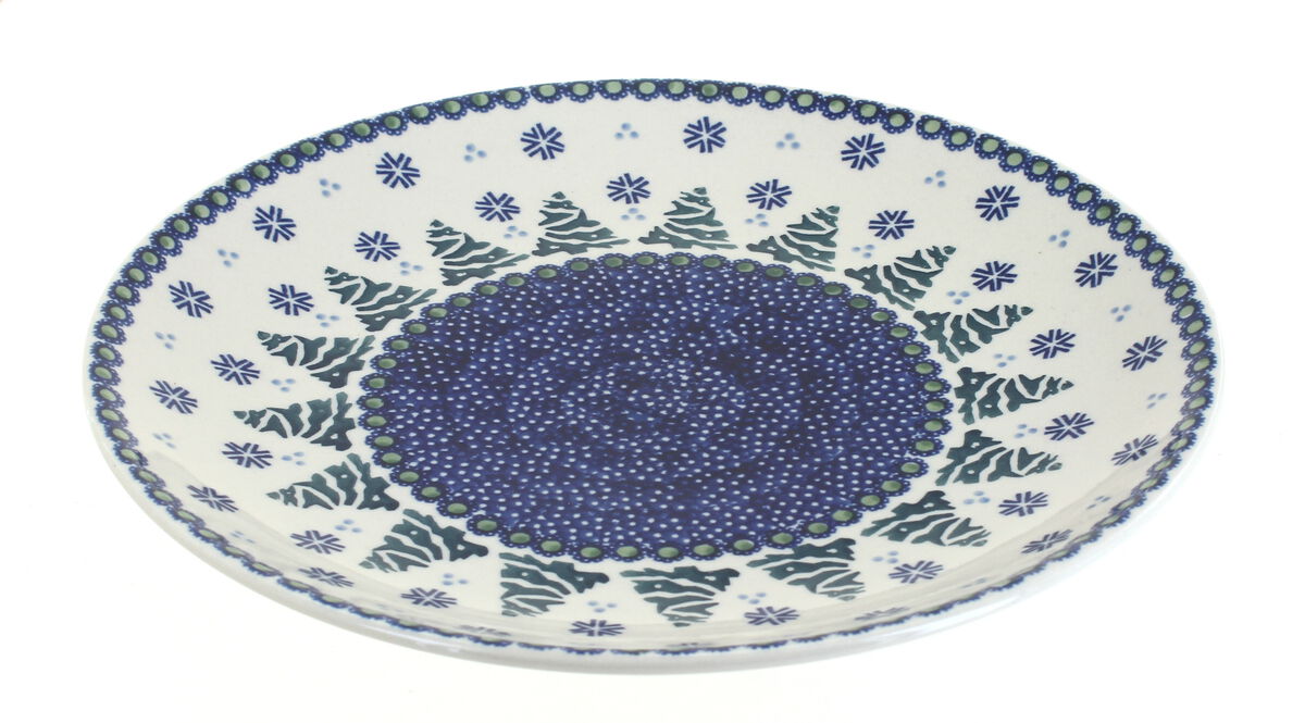 Blue Rose Polish Pottery Festive Fir Dinner Plate