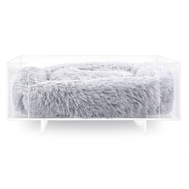 Carole Small/Medium Modern Lucite Calming Fluffy Pet Bed with Washable Cushion