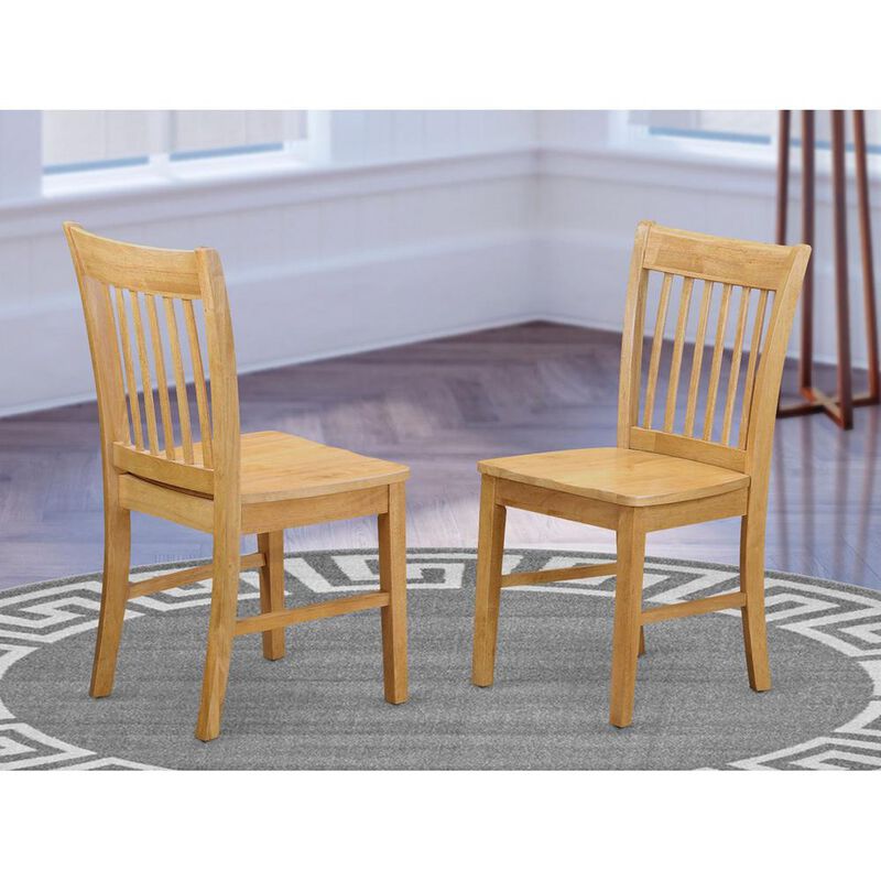 East West Furniture Norfolk  Dining  chair  with  Wood  Seat    -Oak  Finish.,  Set  of  2