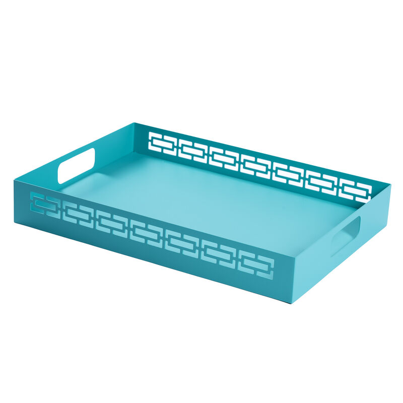 Breeze Block Metal Serving Tray Rectangular-Turquoise