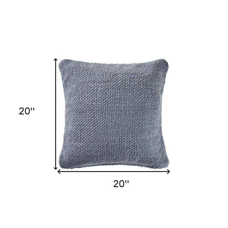 Homezia Set Of Two 20" X 20" Blue Solid Color Zippered 100% Cotton Throw Pillow