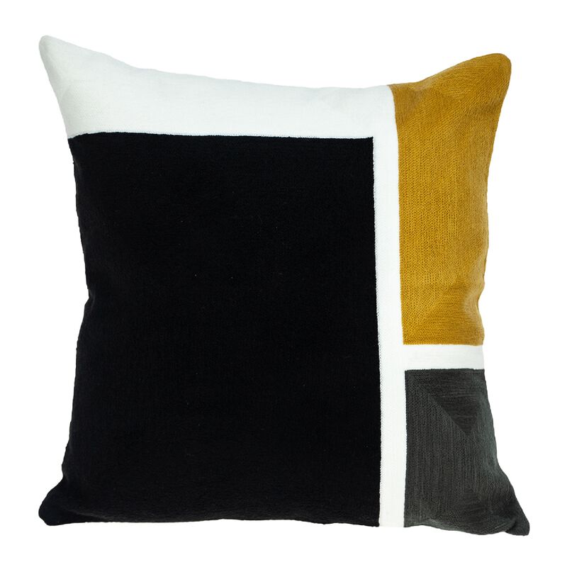 20" Black Contemporary Geometric Design Throw Pillow