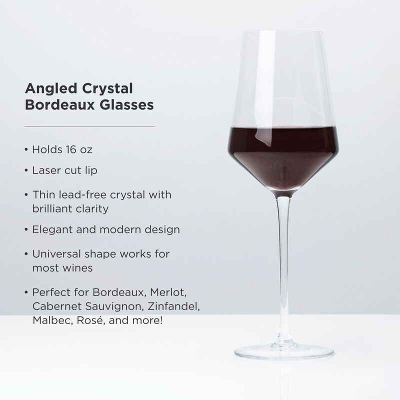 Raye Angled Crystal Bordeaux Glasses Set of 2