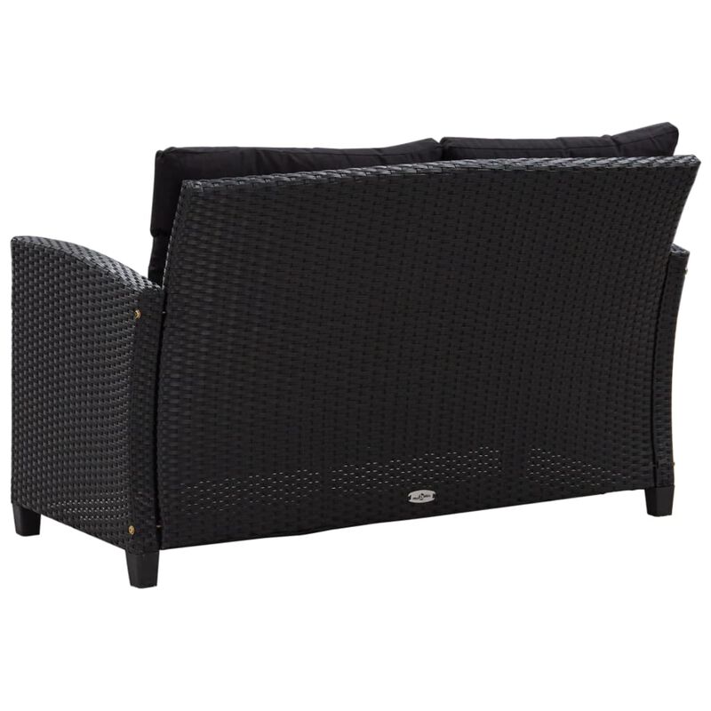 vidaXL 6 Piece Garden Sofa Set with Cushions Poly Rattan Black