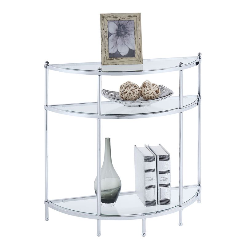 Royal Crest 3 Tier Half-Circle Glass Entryway Table