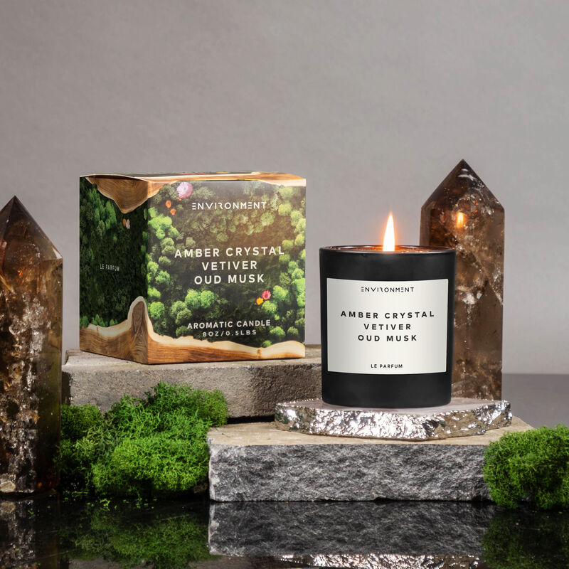 ENVIRONMENT 8oz Candle Inspired by Baccarat Rouge 540® - Amber Crystal | Vetiver | Oud Musk