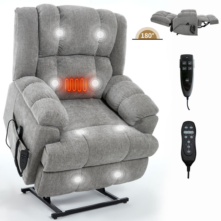 Dual Motor Heat Massage Recliners Infinite Position Up to 350 LBS Electric Power Lift Recliners