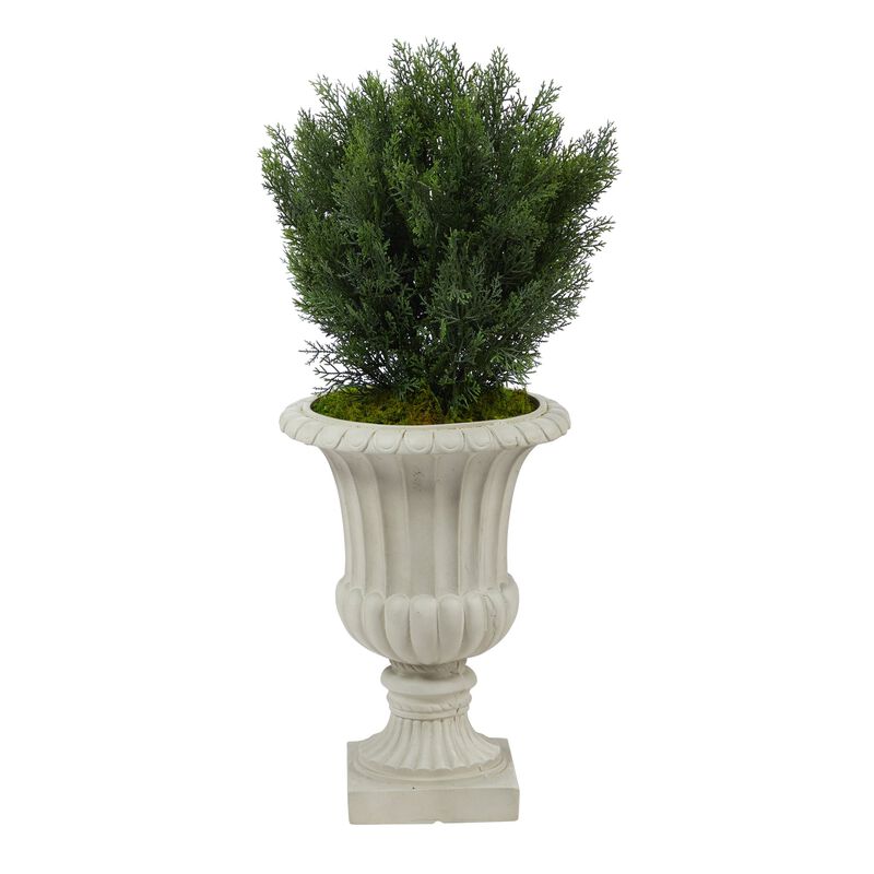 HomPlanti 39 Inches Cedar Artificial Tree in Sand Finished Urn (Indoor/Outdoor)