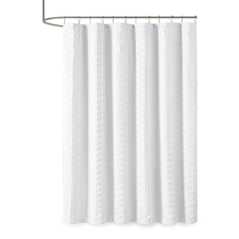 Gracie Mills Erwin Modern Woven Square Clipped Solid Shower Curtain