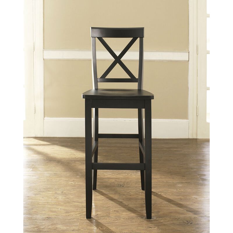 Hivvago Set of 2 - X-Back Solid Wood 30-inch Barstools