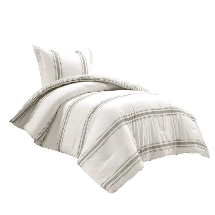 Farmhouse Stripe Reversible Cotton Comforter 2-Pc Set