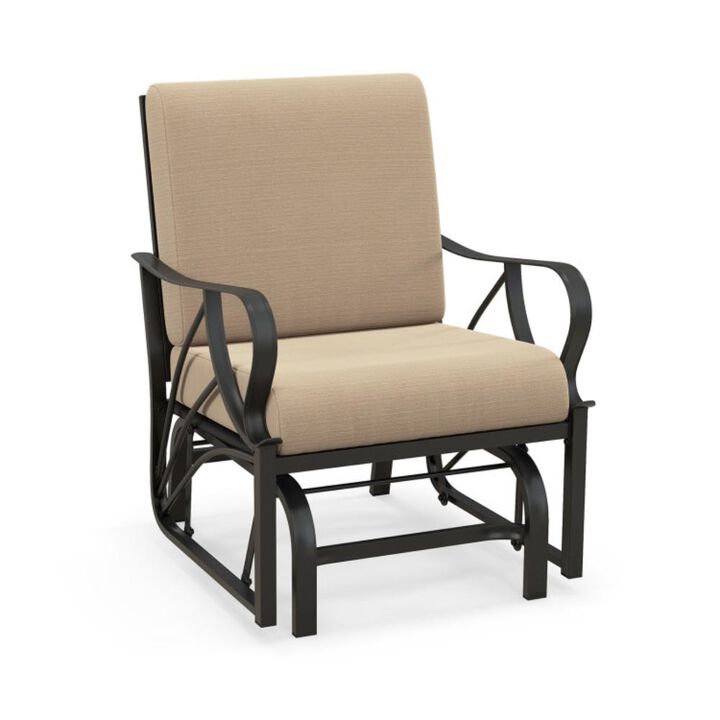 Hivvago Patio Glider Rocking Chair with Thick Cushion and Curved Armrest