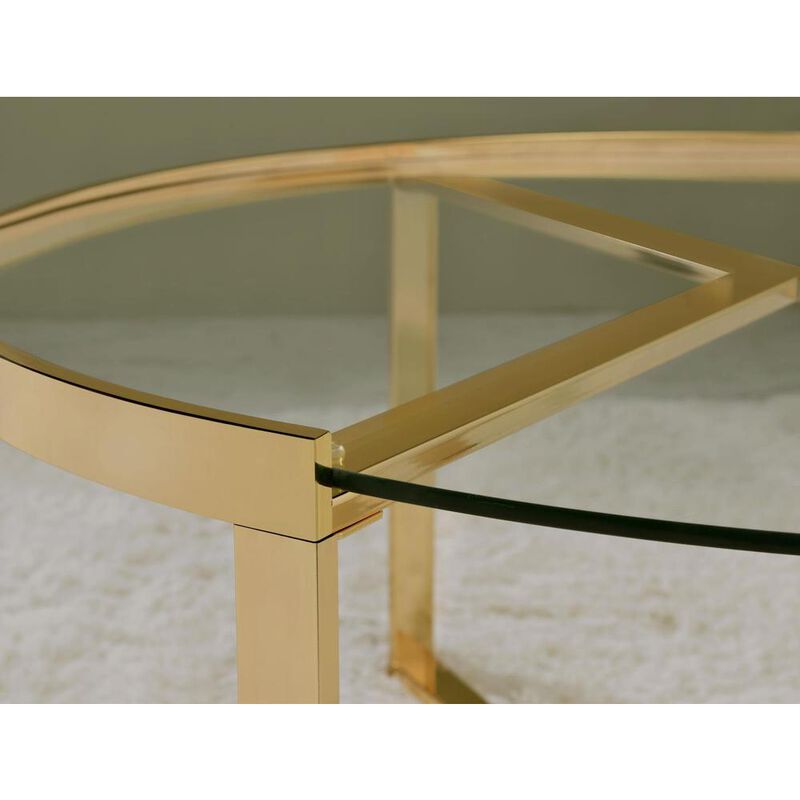 Coaster Co. of America Delia 2-piece Round Nesting Table Clear and Gold