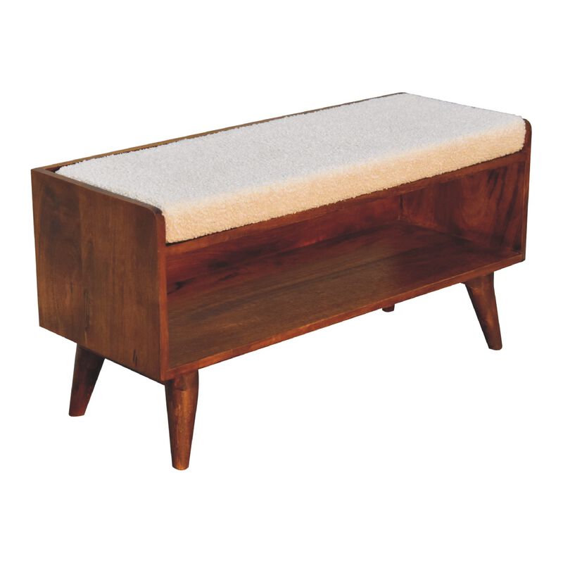 Boucle Nordic  Solid Wood Storage Bench