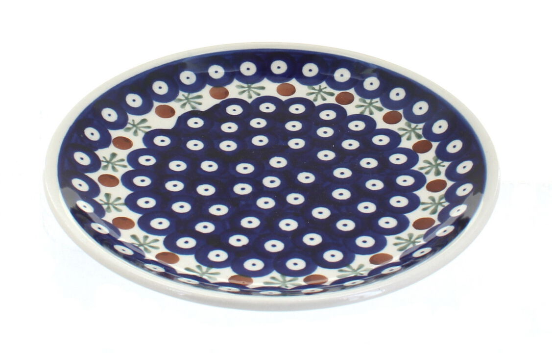 Blue Rose Polish Pottery Evergreen Dessert Plate