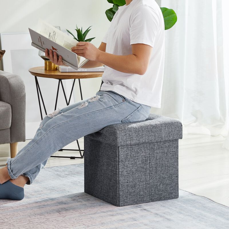 Foldable Tufted Storage Ottoman