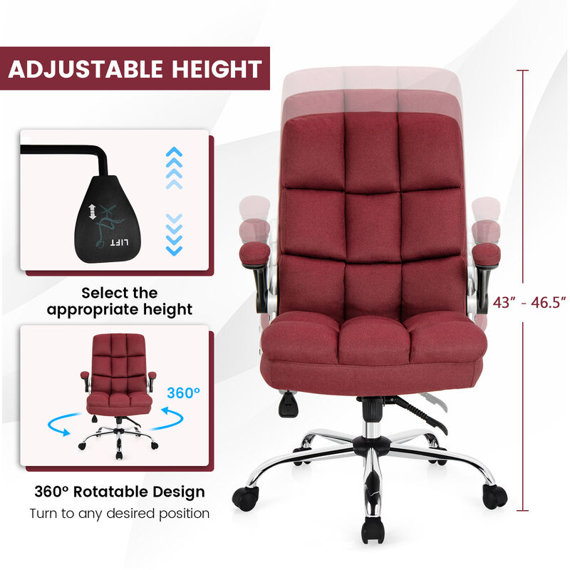 Adjustable Swivel Office Chair with High Back and Flip-up Arm for Home and Office