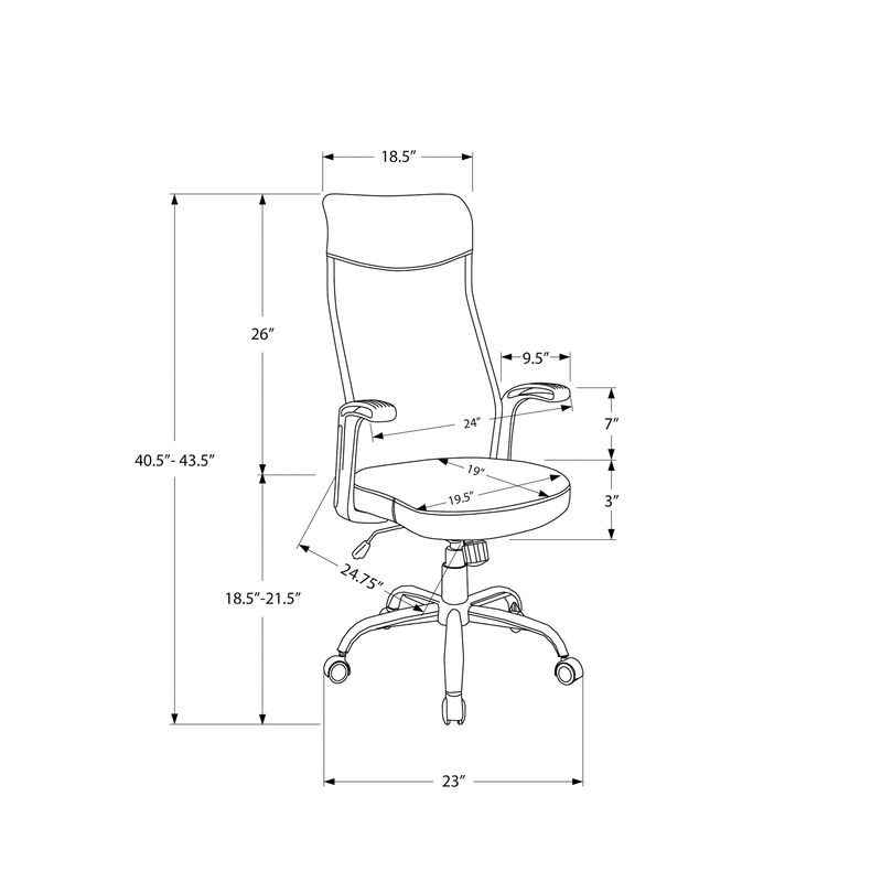 Monarch Specialties I 7324 Office Chair, Adjustable Height, Swivel, Ergonomic, Armrests, Computer Desk, Work, Metal, Mesh, White, Grey, Contemporary, Modern