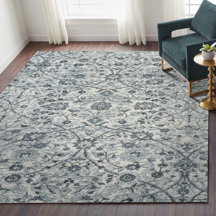 Alexandria Ivey Light Blue Floral Area Rug