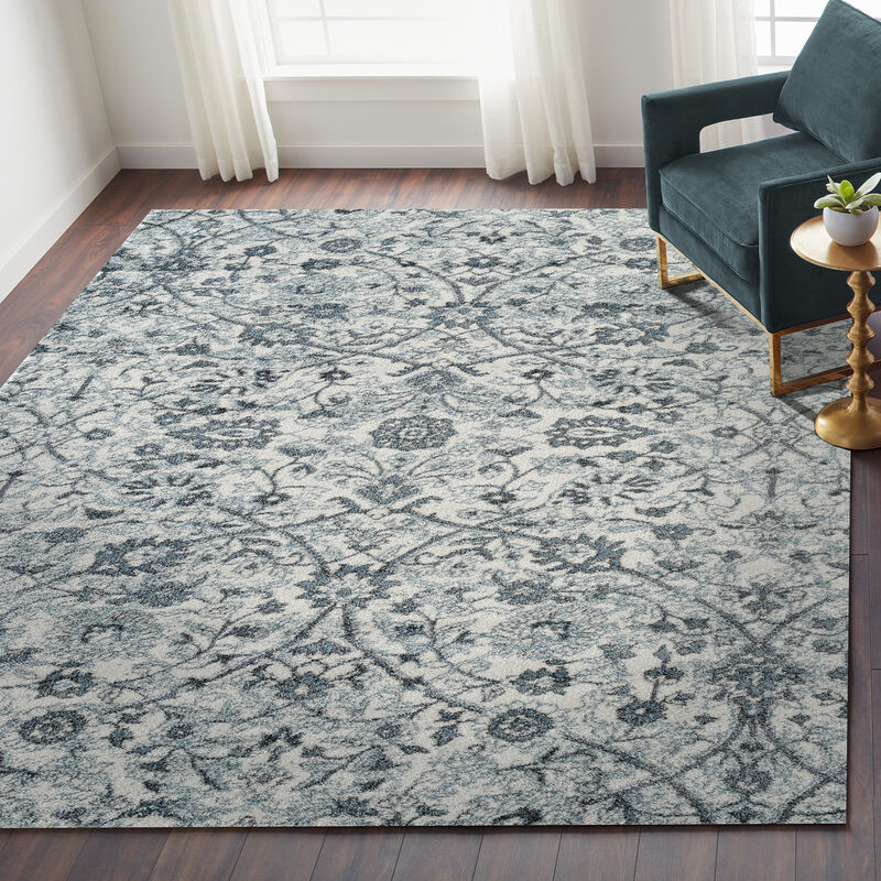 Alexandria Ivey Light Blue Floral Area Rug