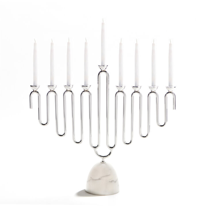 Coluna Menorah, Marble & Silver