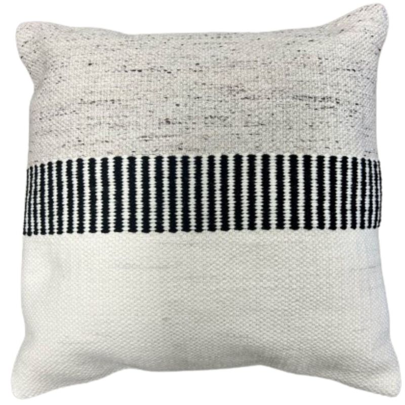 F. Corriveau International - Graphite Stripe Cushion, Indoor/Outdoor, 18" x 18"