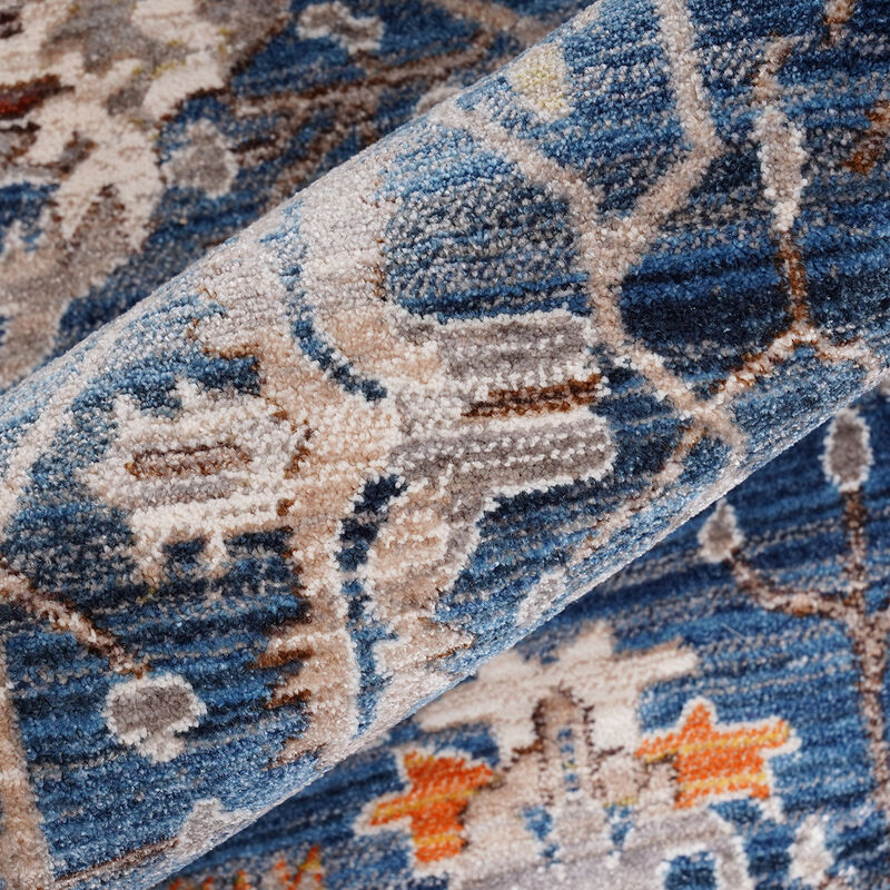 Arcadia Northam Blue Oriental Polyester Area Rug