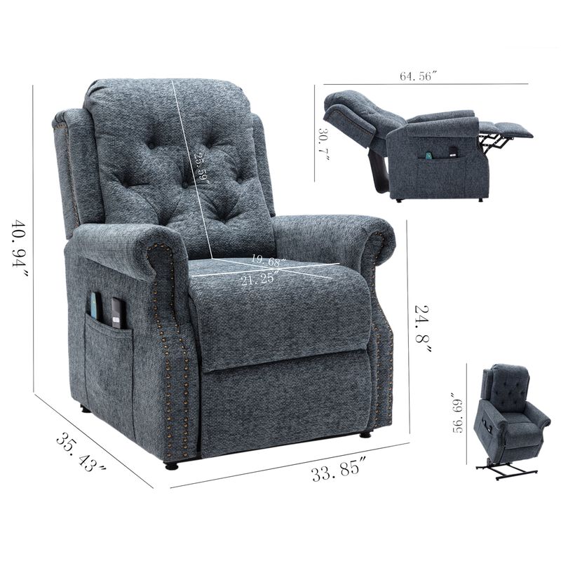 MONDAWE Power Recliner Chair Chenille Knit Fabric Upholstered Powered Reclining Massage Chair with with 8-Point Massage