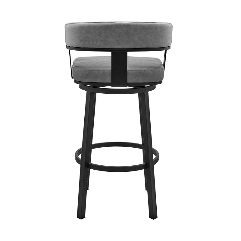 Cohen Bar Height Swivel Bar Stool in Silver Finish with White Faux Leather