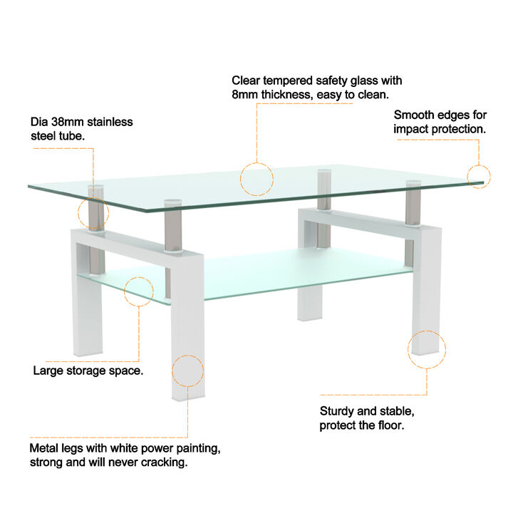 Clear Modern Side Center Table for Living Room - Sleek Style and Versatile