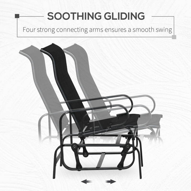 Outsunny Outdoor Glider Chair, Gliders for Outside Patio with Smooth Rocking Mechanism and Lightweight Construction for Backyard, Black
