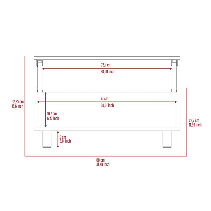 Gambia Lift Top Coffee Table, Four Legs -White